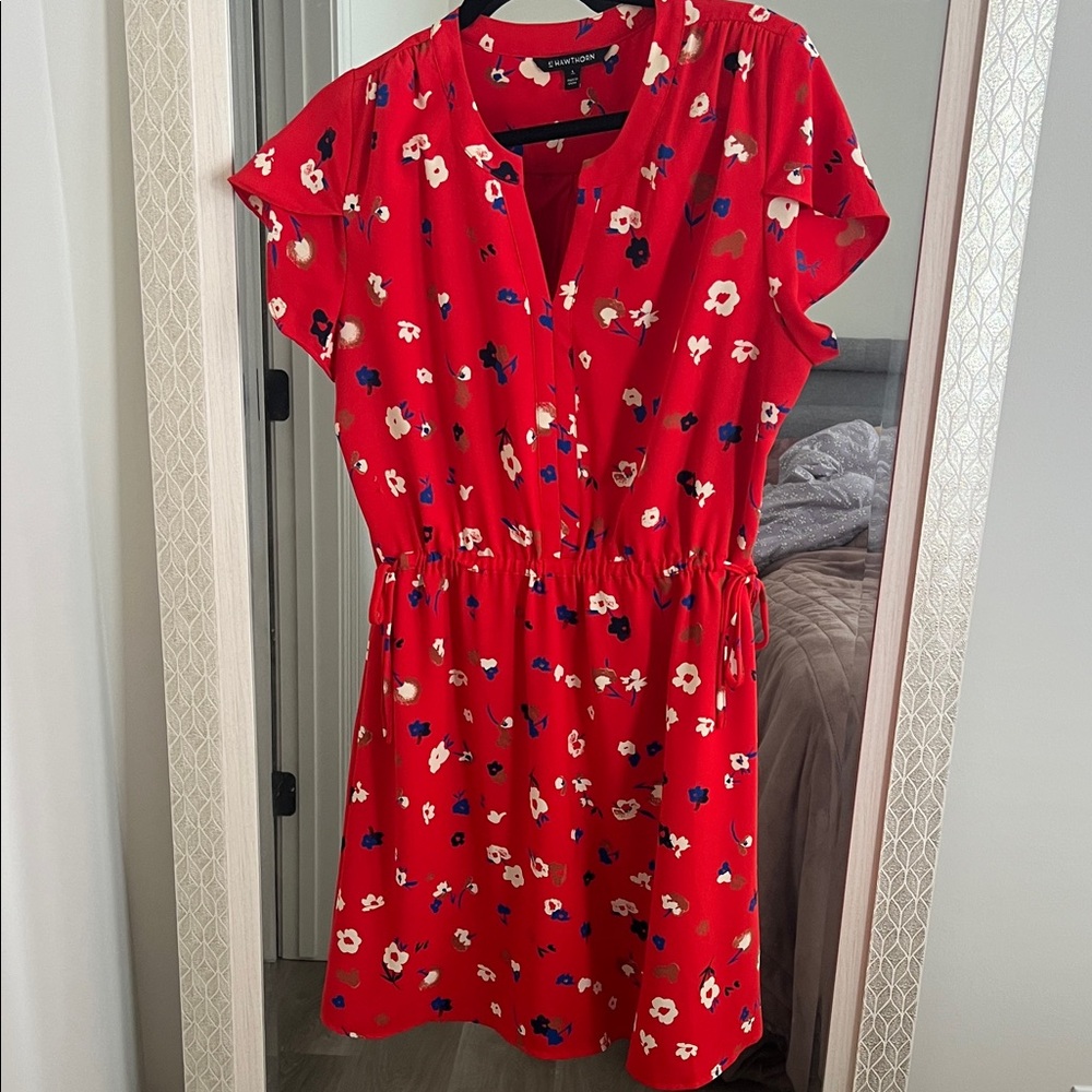 41 Hawthorn Red Floral Drawstring Dress